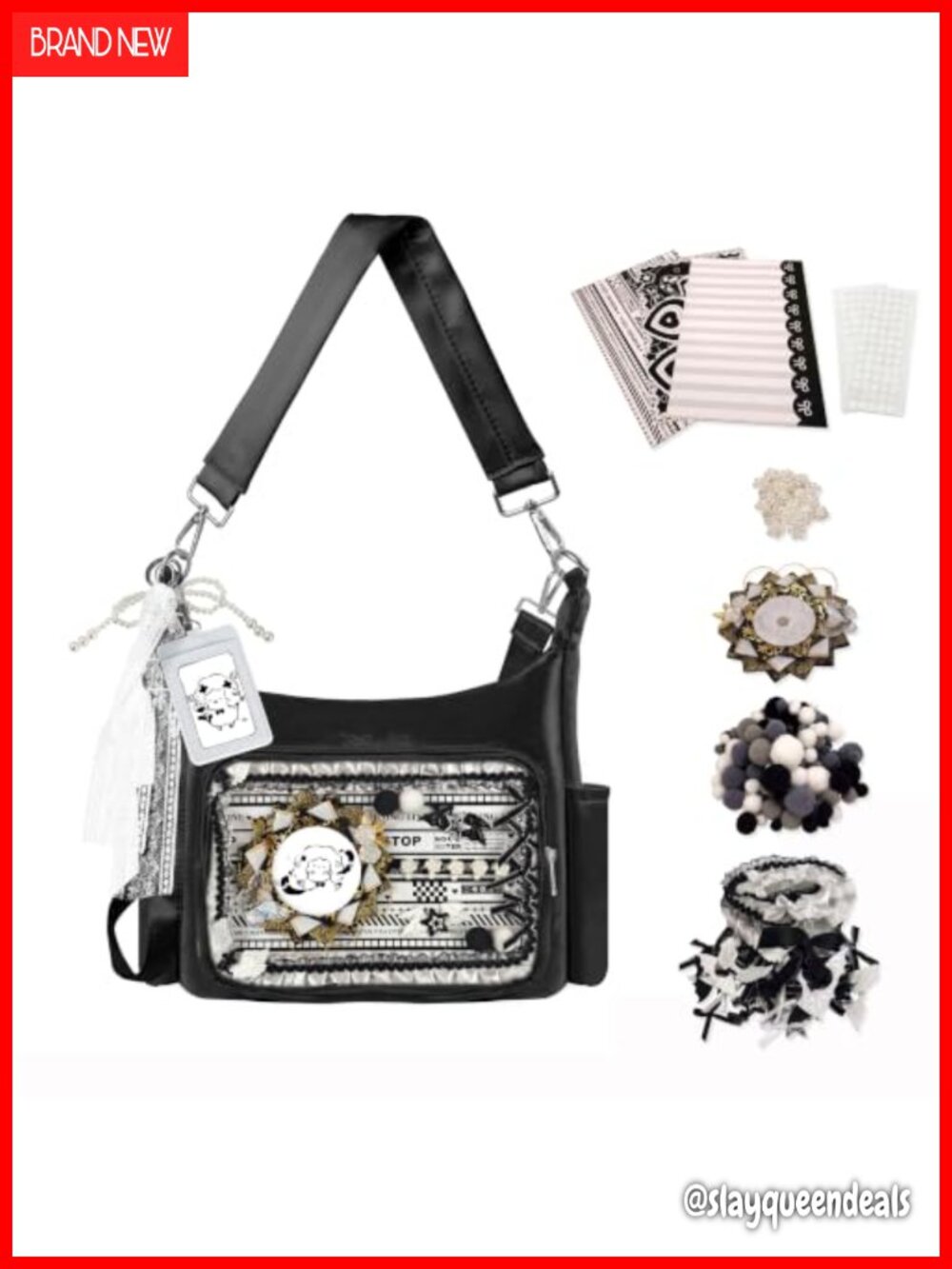 Nylon Ita Messenger Bag Crossbody Kawaii Display DIY Photocard Keychain